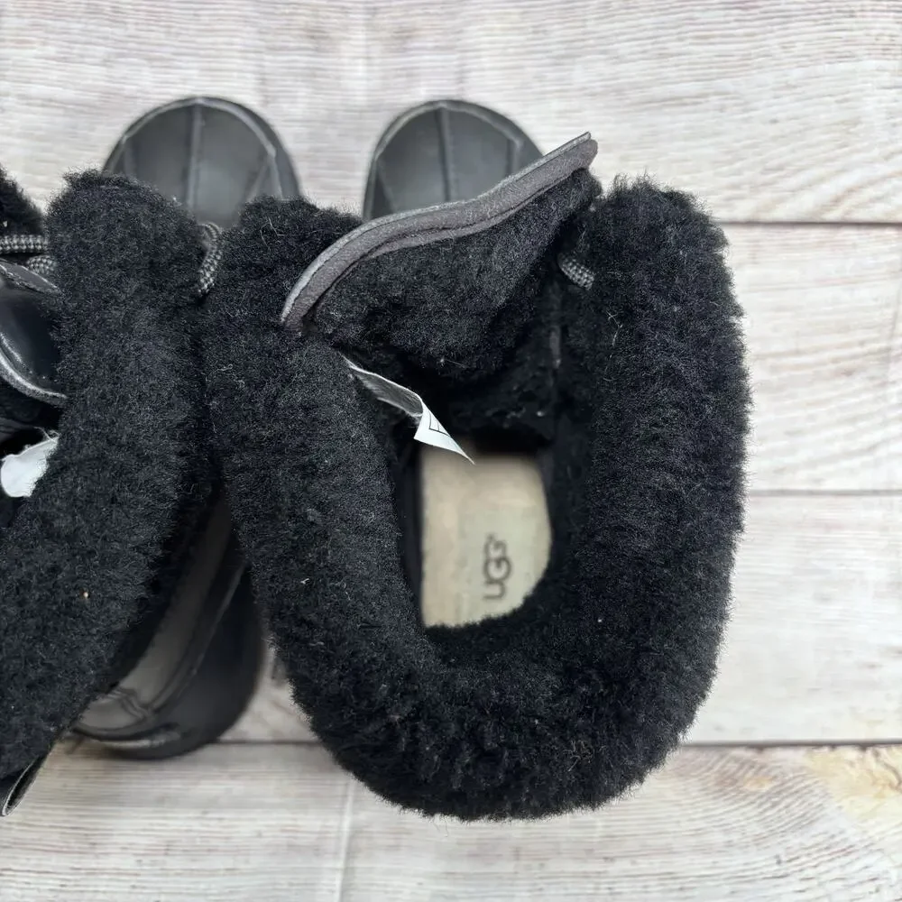 UGG Waterproof Shearling Lace Up Winter Boots Kids Size 4 Black